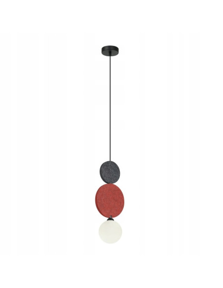 Lampa wisząca ANDREA Italux – minimalistyczna, czarno-czerwona z filcowymi dekoracjami, szkło mleczne