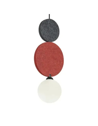 Lampa wisząca ANDREA Italux – minimalistyczna, czarno-czerwona z filcowymi dekoracjami, szkło mleczne