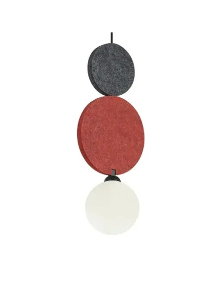 Lampa wisząca ANDREA Italux – minimalistyczna, czarno-czerwona z filcowymi dekoracjami, szkło mleczne