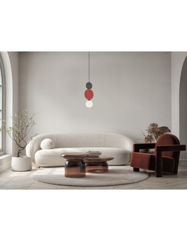 Lampa wisząca ANDREA Italux – minimalistyczna, czarno-czerwona z filcowymi dekoracjami, szkło mleczne