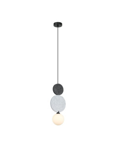 Italux ANDREA lampa wisząca G9 filcowe okręgi czarno-szara z mlecznym kloszem 118 cm