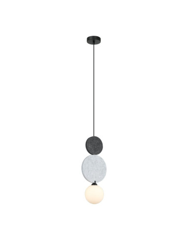 Italux ANDREA lampa wisząca G9 filcowe okręgi czarno-szara z mlecznym kloszem 118 cm