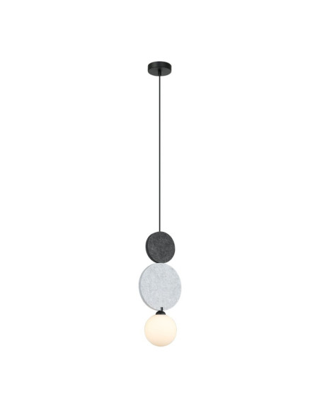 Italux ANDREA lampa wisząca G9 filcowe okręgi czarno-szara z mlecznym kloszem 118 cm