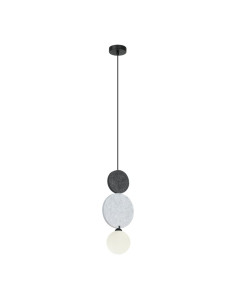 Italux ANDREA lampa wisząca G9 filcowe okręgi czarno-szara z mlecznym kloszem 118 cm 2