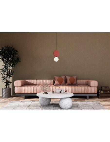Italux ANDREA — wisząca lampa z filcowymi okręgami, czarno-czerwona, klosz mleczny G9, 118 cm