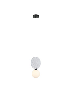 Italux ANDREA — smukła lampa wisząca filcowa G9, szaro-biała, 1-punktowa, 118 cm