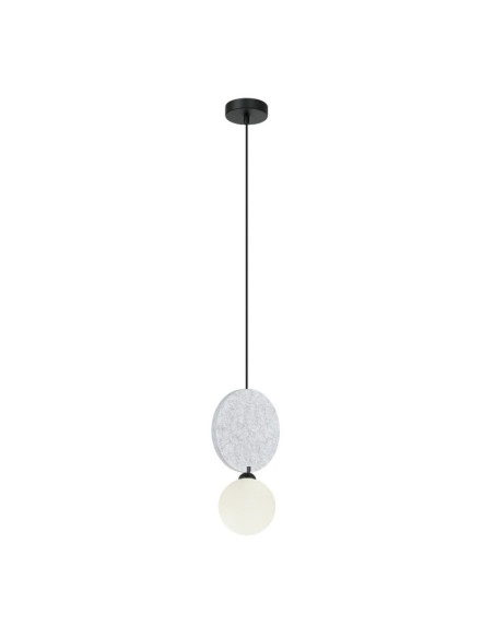 Italux ANDREA — smukła lampa wisząca filcowa G9, szaro-biała, 1-punktowa, 118 cm