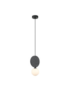 Italux ANDREA Lampa wisząca G9 25W filcowe okręgi czarna ze szklanym mlecznym kloszem, 118 cm