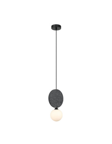 Italux ANDREA Lampa wisząca G9 25W filcowe okręgi czarna ze szklanym mlecznym kloszem, 118 cm