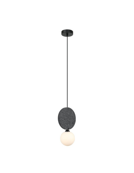 Italux ANDREA Lampa wisząca G9 25W filcowe okręgi czarna ze szklanym mlecznym kloszem, 118 cm