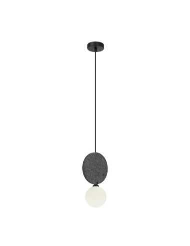 Italux ANDREA Lampa wisząca G9 25W filcowe okręgi czarna ze szklanym mlecznym kloszem, 118 cm