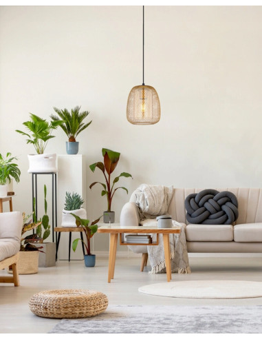 Italux Amiria Lampa wisząca E27 szklana tuba w złotej siateczce 102 cm, złoto/czarny