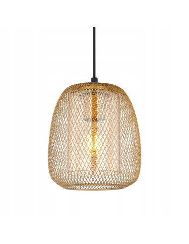 Italux Amiria Lampa wisząca E27 szklana tuba w złotej siateczce 102 cm, złoto/czarny