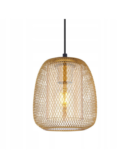 Italux Amiria Lampa wisząca E27 szklana tuba w złotej siateczce 102 cm, złoto/czarny