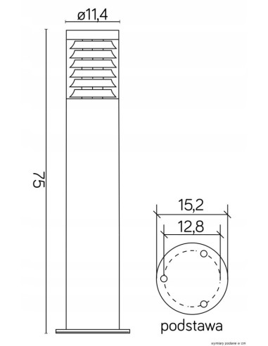 Słupek ogrodowy SU-MA JOY 75 cm E27 IP44 czarny, aluminiowy, Ø11,4 cm (bez źródła światła)