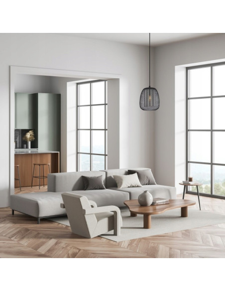 Italux AMIRIA - Nowoczesna Lampa Wisząca Siatkowy Klosz Czarna E27 1-punktowa 102 cm