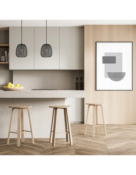 Italux AMIRIA - Nowoczesna Lampa Wisząca Siatkowy Klosz Czarna E27 1-punktowa 102 cm