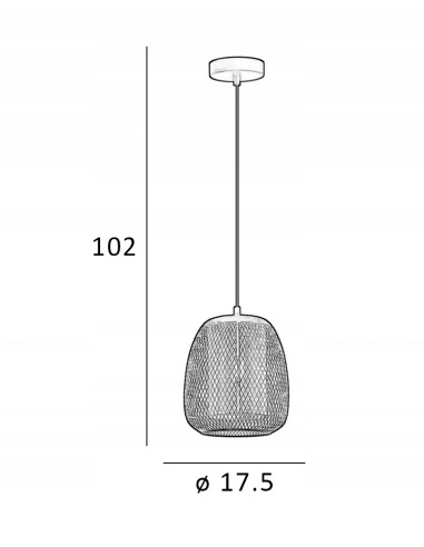 Italux AMIRIA - Nowoczesna Lampa Wisząca Siatkowy Klosz Czarna E27 1-punktowa 102 cm