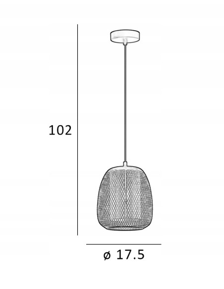 Italux AMIRIA - Nowoczesna Lampa Wisząca Siatkowy Klosz Czarna E27 1-punktowa 102 cm