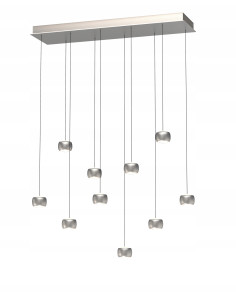 Lampa wisząca AVIANO QUIBERON 10 LED 55W nikiel szampański z regulacją wysokości i 3000K, salon/jadalnia 2