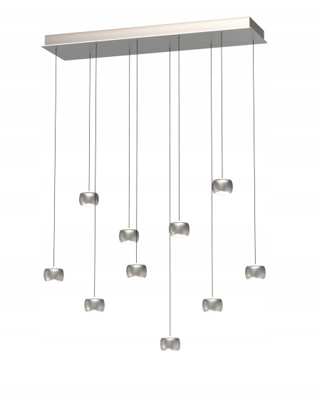 Lampa wisząca AVIANO QUIBERON 10 LED 55W nikiel szampański z regulacją wysokości i 3000K, salon/jadalnia