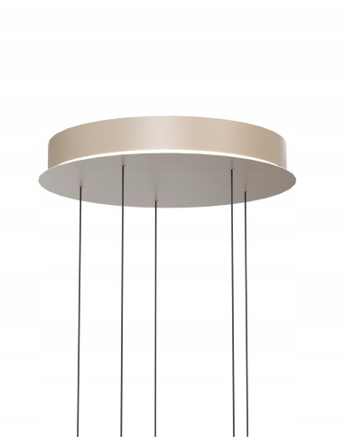 Lampa wisząca Quiberon 5 LED z płynną regulacją wysokości i podsufitką, beżowa, 3800 lm, 3000K