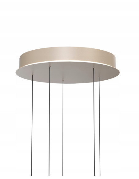 Lampa wisząca Quiberon 5 LED z płynną regulacją wysokości i podsufitką, beżowa, 3800 lm, 3000K