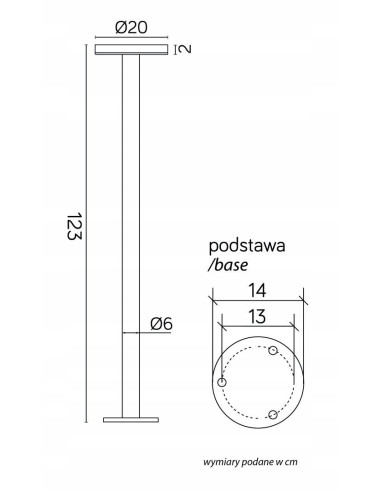 SU-MA RONDO II RO-1230 Słupek ogrodowy LED 12W 123 cm czarny CCT 3000/4000/6000K IP65