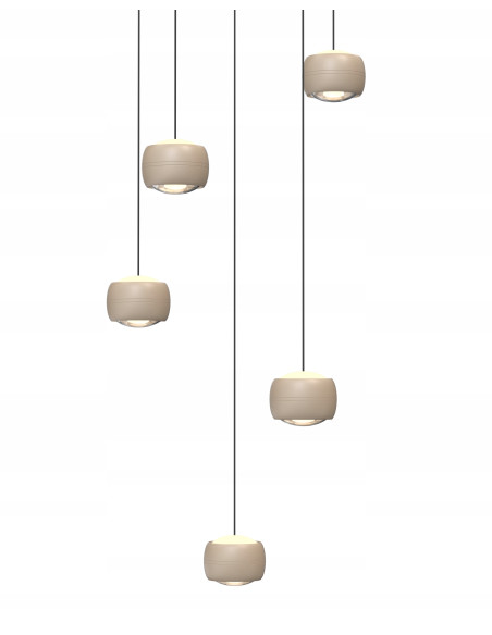 Lampa wisząca Quiberon 5 LED z płynną regulacją wysokości i podsufitką, beżowa, 3800 lm, 3000K