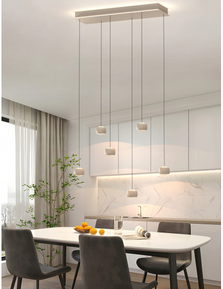 AVIANO QUIBERON 6 LED lampa wisząca regulowana beżowa 33W 3000K 180x85 cm do jadalni i kuchni