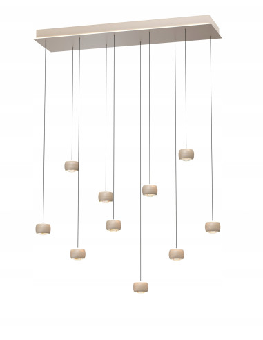 Aviano Lighting QUIBERON – Duża wisząca lampa LED 10-punktowa beżowa z funkcją soft lift 180x117 cm, 3000K, 55W