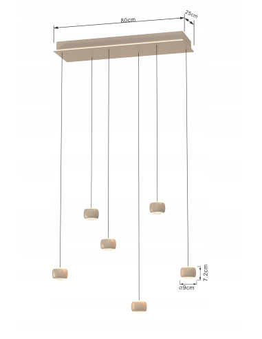AVIANO QUIBERON 6 LED lampa wisząca regulowana beżowa 33W 3000K 180x85 cm do jadalni i kuchni