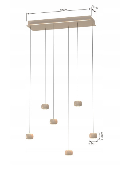 AVIANO QUIBERON 6 LED lampa wisząca regulowana beżowa 33W 3000K 180x85 cm do jadalni i kuchni