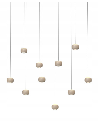 Aviano Lighting QUIBERON – Duża wisząca lampa LED 10-punktowa beżowa z funkcją soft lift 180x117 cm, 3000K, 55W