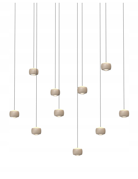 Aviano Lighting QUIBERON – Duża wisząca lampa LED 10-punktowa beżowa z funkcją soft lift 180x117 cm, 3000K, 55W