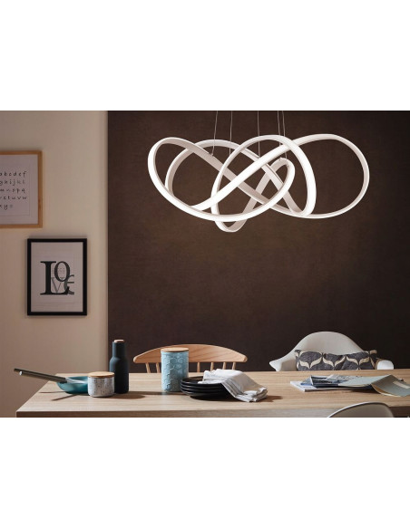 ARTE AVIANO duża lampa wisząca LED 11000 lm 3000K srebrna/złota 200 cm 90,5 cm ściemnialna metal/akryl