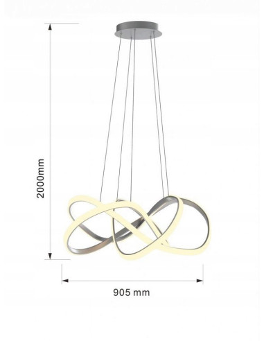 ARTE AVIANO duża lampa wisząca LED 11000 lm 3000K srebrna/złota 200 cm 90,5 cm ściemnialna metal/akryl