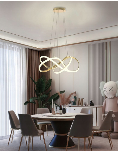 Lampa wisząca LED AVIANO TORONTO 11000 lm złota matowa 200 cm 3000K 138W 90,5 cm ściemnialna