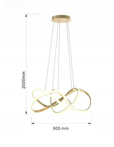 Lampa wisząca LED AVIANO TORONTO 11000 lm złota matowa 200 cm 3000K 138W 90,5 cm ściemnialna