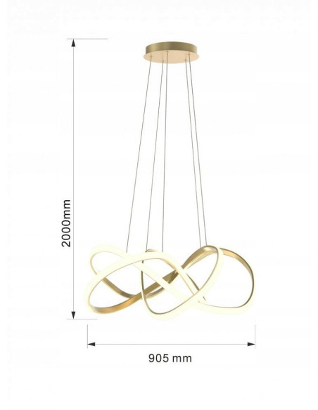 Lampa wisząca LED AVIANO TORONTO 11000 lm złota matowa 200 cm 3000K 138W 90,5 cm ściemnialna