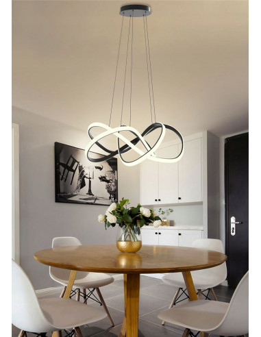 Lampa wisząca LED AVIANO TORONTO 11000 lm czarna, 200 cm, 90,5 cm, 3000K, ściemnialna (zintegrowane LED)