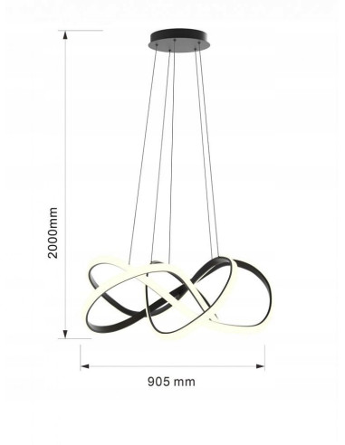 Lampa wisząca LED AVIANO TORONTO 11000 lm czarna, 200 cm, 90,5 cm, 3000K, ściemnialna (zintegrowane LED)