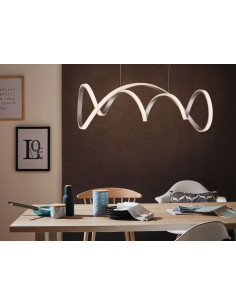 Lampa wisząca LED TORONTO 200 cm srebrna matowa zintegrowane LED 7700 lm 3000K 64W do salonu nad sofę 2