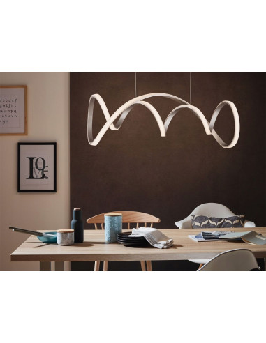 Lampa wisząca LED TORONTO 200 cm srebrna matowa zintegrowane LED 7700 lm 3000K 64W do salonu nad sofę