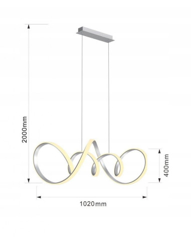 Lampa wisząca LED TORONTO 200 cm srebrna matowa zintegrowane LED 7700 lm 3000K 64W do salonu nad sofę