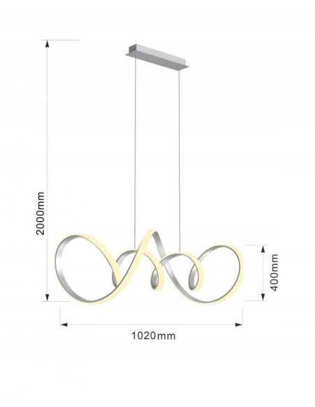 Lampa wisząca LED TORONTO 200 cm srebrna matowa zintegrowane LED 7700 lm 3000K 64W do salonu nad sofę