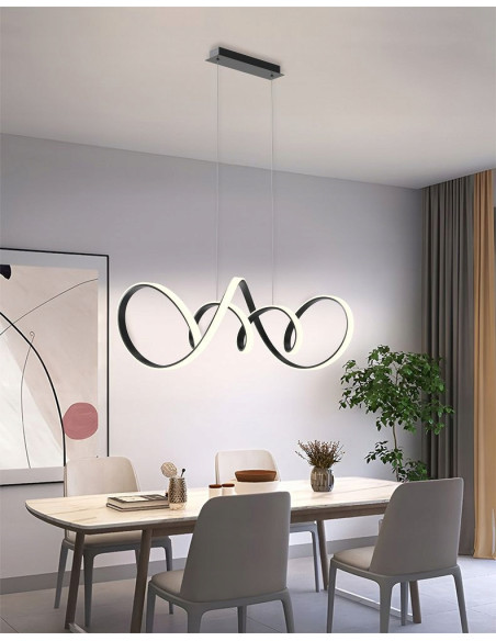 Lampa wisząca LED AVIANO TORONTO 200 cm czarna – elegancka, regulowana, 7700 lm, 3000K, ściemniacz