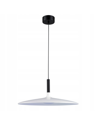 Lampa wisząca HANK biała z czarnymi akcentami LED 7W regulowana klosz talerzowy 35 cm
