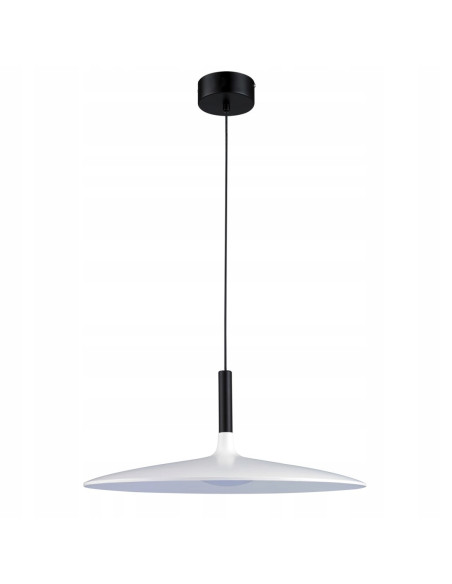 Lampa wisząca HANK biała z czarnymi akcentami LED 7W regulowana klosz talerzowy 35 cm