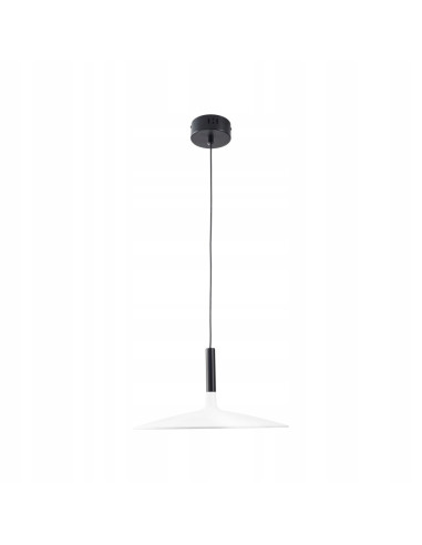Lampa wisząca HANK biała z czarnymi akcentami LED 7W regulowana klosz talerzowy 35 cm